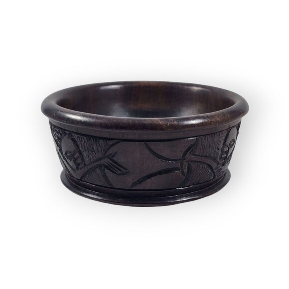 Vintage Hand Carved Wooden Small Gaucalmole Snack Bowl Tribal African Folk Art - Picture 2 of 9